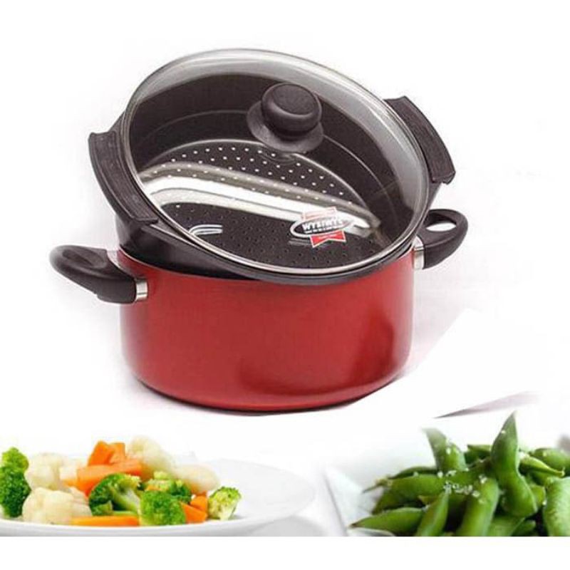 Maxim Valentino Dutch Oven 24cm/ Panci Steamer Set VAL24DOSTEAM + Tutup Kaca