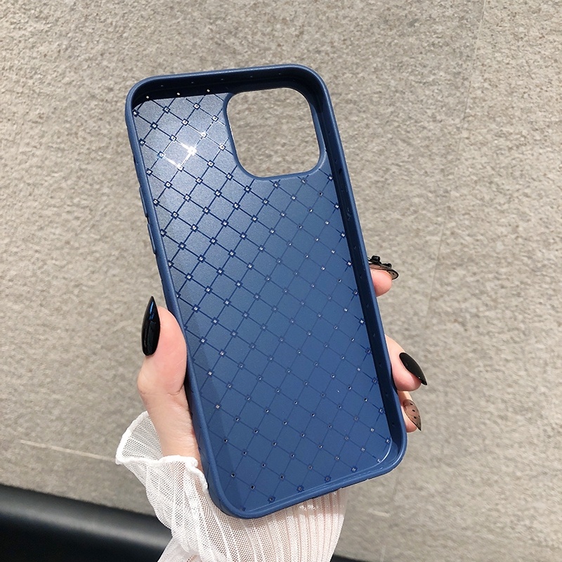 Case Bahan Kulit Woven Ultra Tipis Untuk iPhone 13 12 11 Pro X XS MAX XR