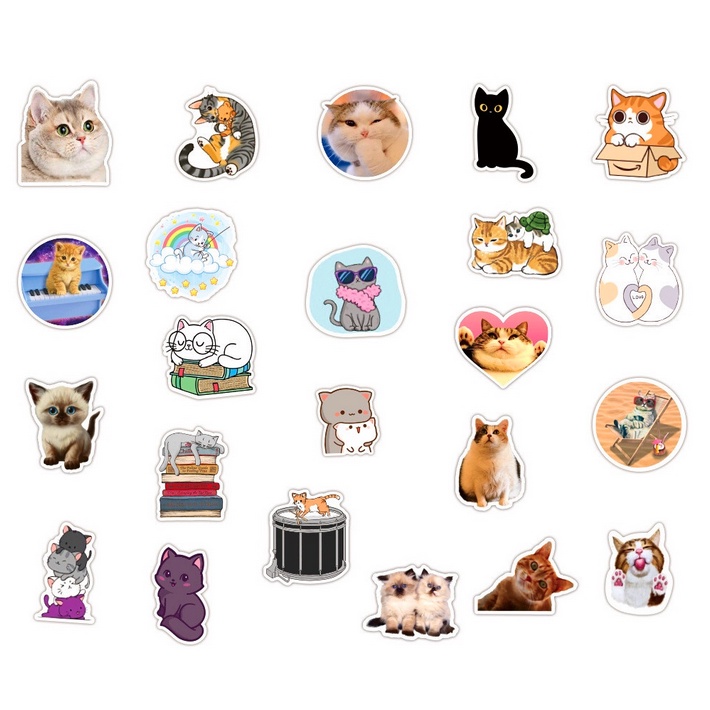 A103 STICKER 10PCS (KAWAII CATS) anti air notebook scrapbook label tempel motif kartun superhero super hero unik lucu atk alat tulis kantor murah viral termurah kartun komputer leptop handphone hp smartphone koper laptop tembok kulkas disney anime kucing