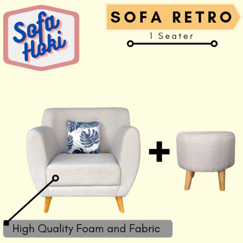 sofa retro 1 seater + stool