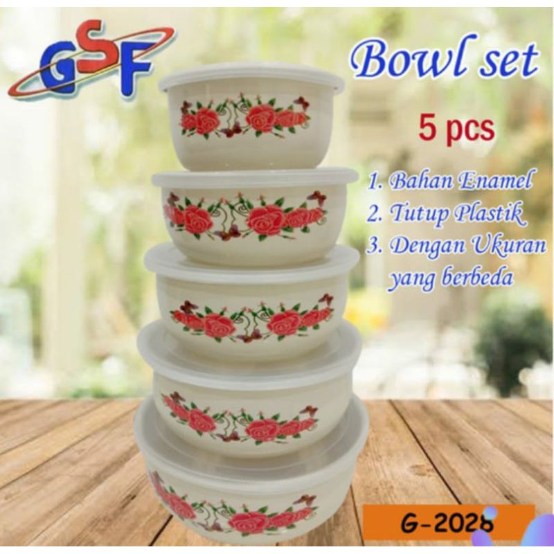 Bowl Set / Mangkuk Serbaguna 5 pcs GSF Bahan Enamel