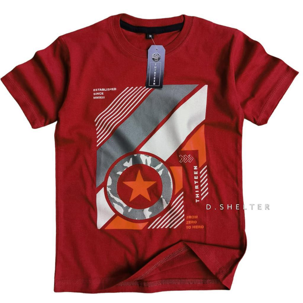 KAOS DISTRO ANAK THIRTEEN MAROON BINTANG / D.SHELTER