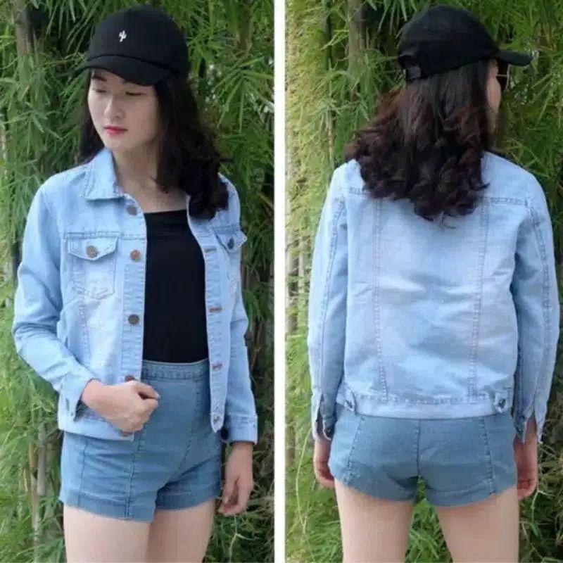 JAKET JEANS CEWEK KEKINIAN SNOW BLACK DENIM CROP LEPIS JINS JAKET