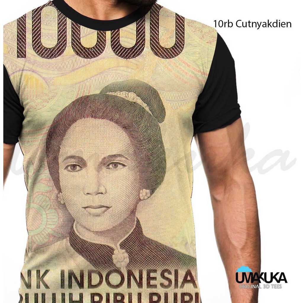 baju tshirt kaos 3d keren dan unik gambar uang 10 ribu lama fullprinting premium original keren & mu
