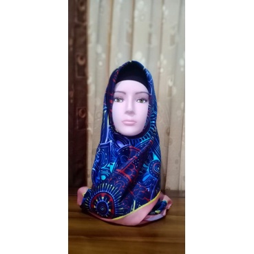jilbab segi empat satin motif azara #jilbab satin#satin azara#