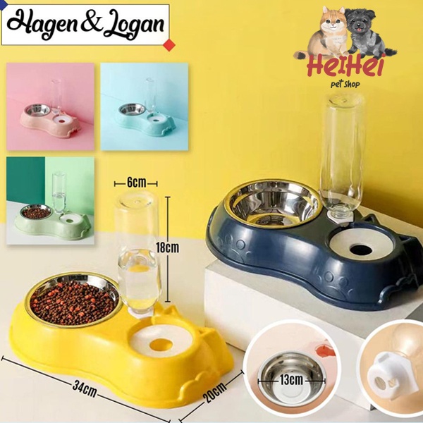 Double Bowl Stainless MP108 - Tempat Makan Minum 1 Set Kucing Anjing Dog Cat Pet Set Bowl Stainless Fashionable