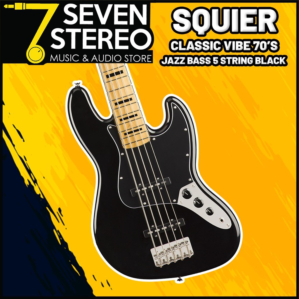 Squier Classic Vibe 70s Jazz 5 String Bass Guitar Maple FB Black