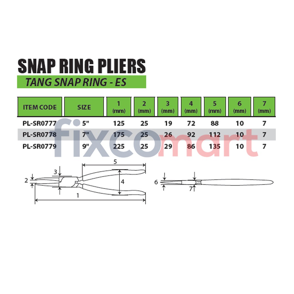 Tekiro Tang Snap Ring Es 5 Inch / Tekiro Tang Snap Ring Buka Lurus