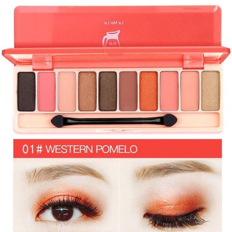 Lameila Eyeshadow Play Color Eyes 10 Color Palette Makeup Anti Air &amp; Tahan Lama / Perona Mata 10 Warna / Lameila 3596