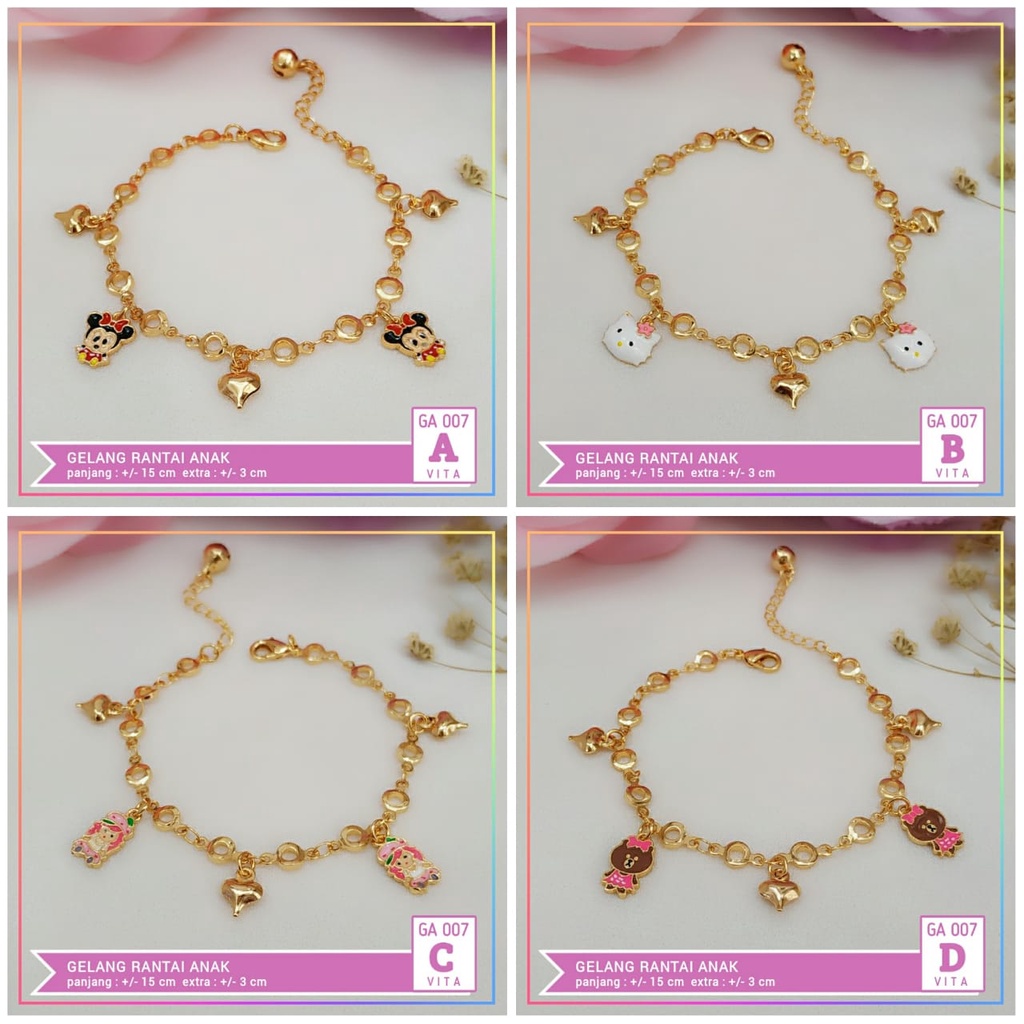 Gelang xuping gelang anak hello kitty perhiasan lapis emas gold GA 007