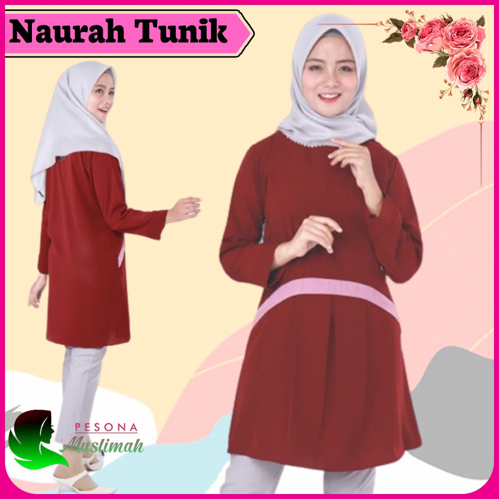 Baju Atasan Tunik Remaja Muslim Model Terbaru 2021 Naurah Tunik