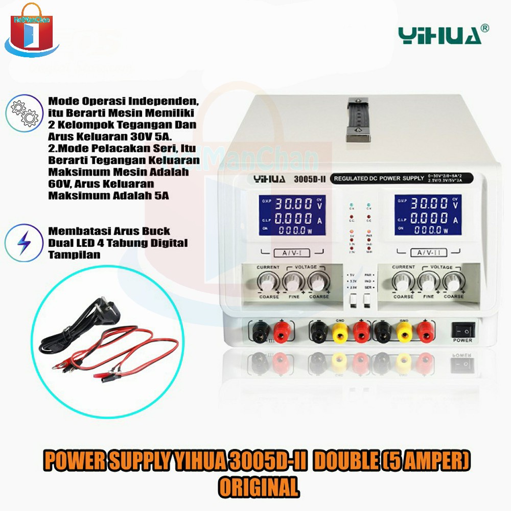 Jual POWER SUPPLY YIHUA 3005DII DOUBLE (5 AMPER) ORIGINAL 70067