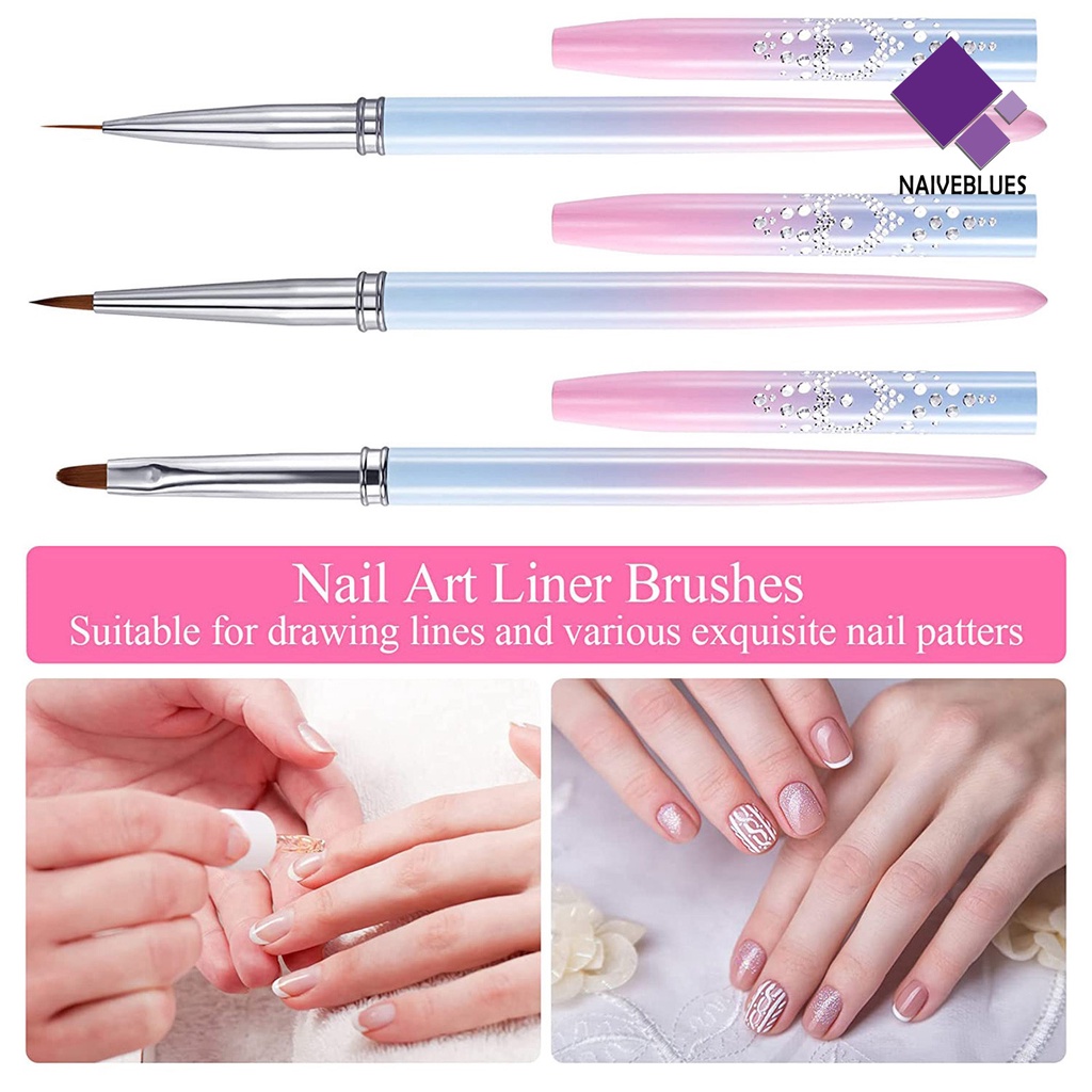 Naiveblue &gt; Kuas Nail Art Gagang Plastik Ergonomis Nyaman