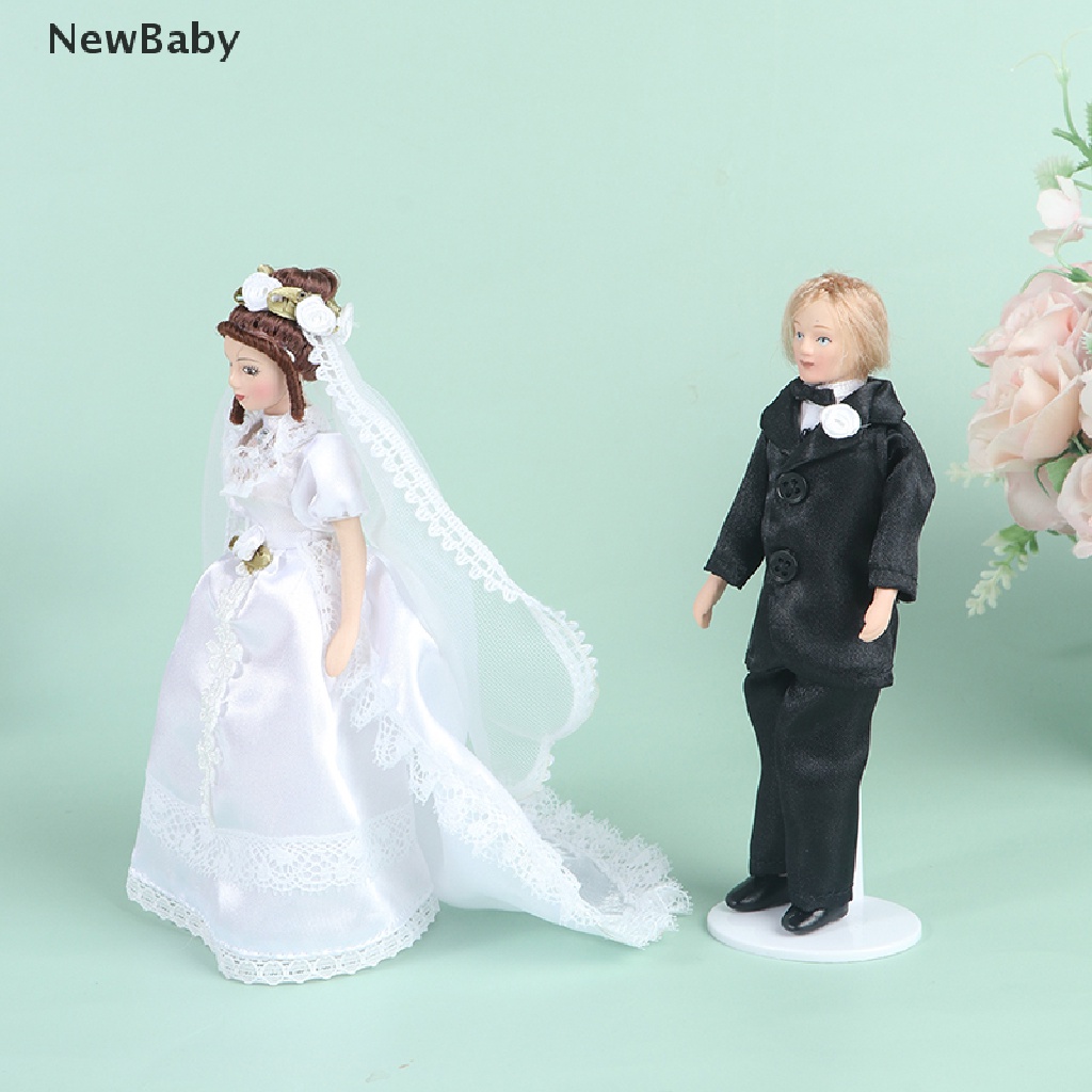 Newbaby Miniatur Pengantin Wanita Gaya Victoria Skala 1: 12 Untuk Dekorasi Rumah Boneka