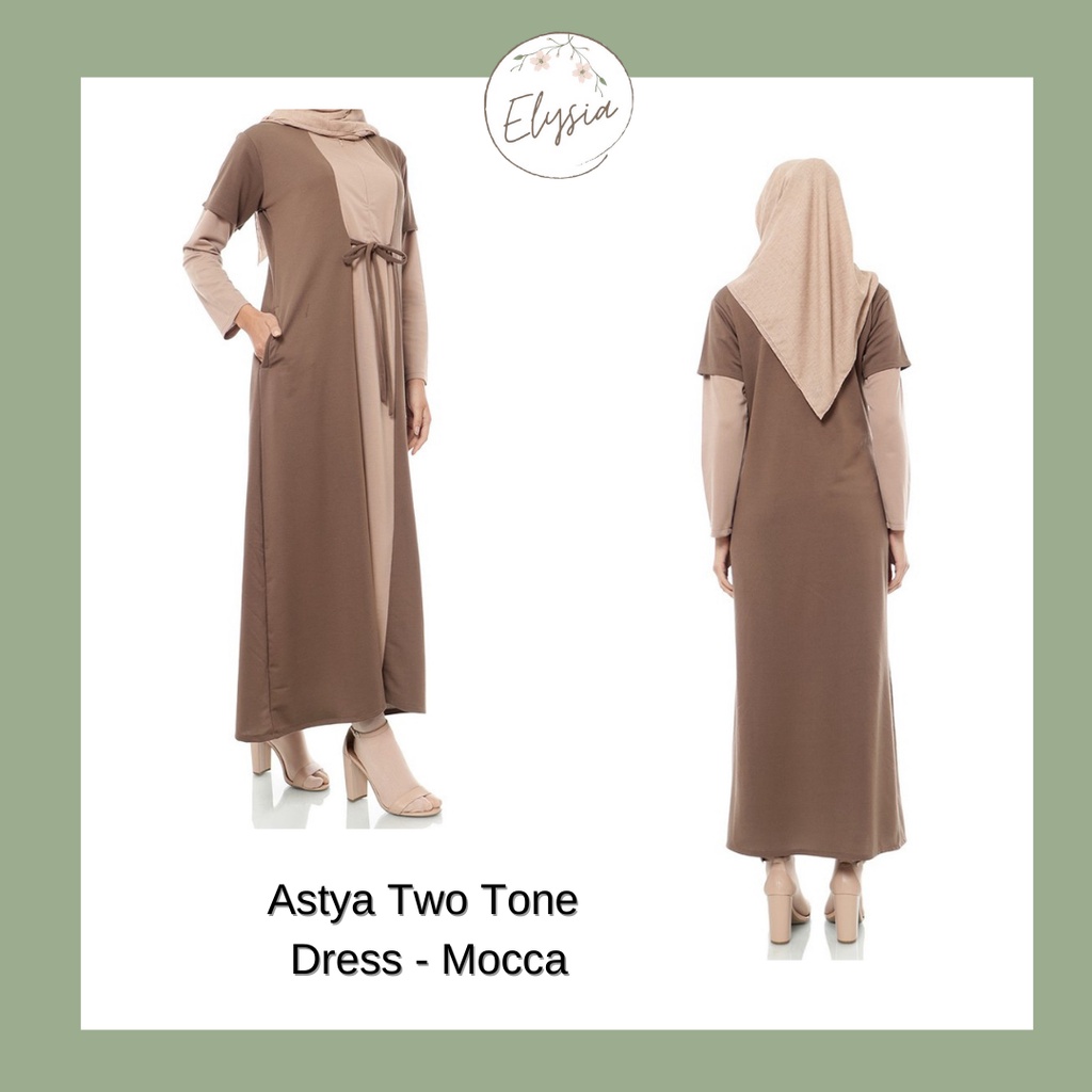 Astya Two Tone Dress - Dress/ Gamis/ Tunic Atasan Pakaian Wanita