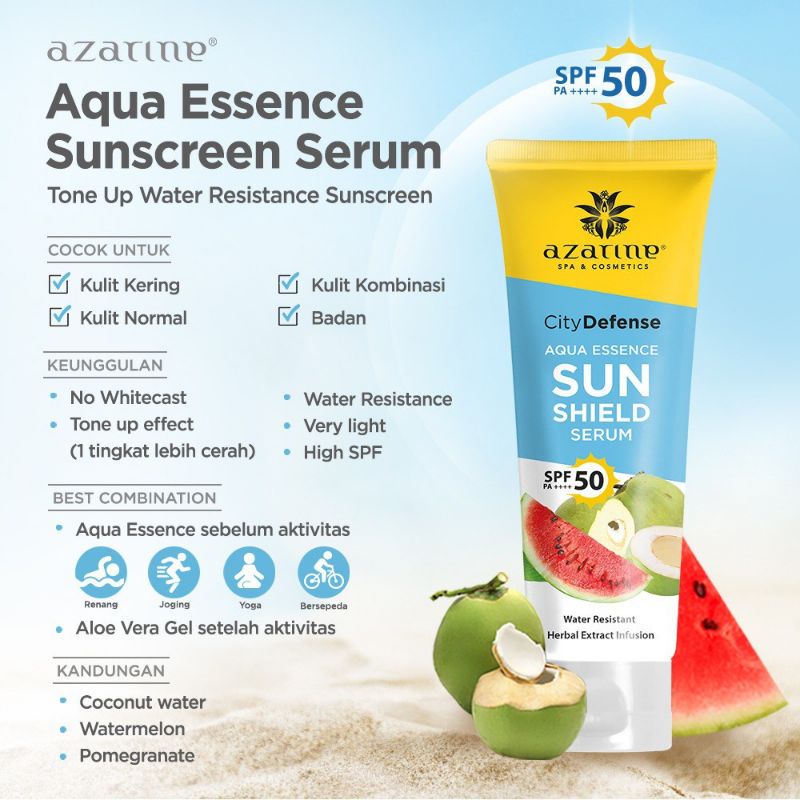 AZARINE Aqua Essence Sun Shield SPF 50 PA++++ Indonesia ~ Sun Care / Hydrashoothe Sunscreen Gel