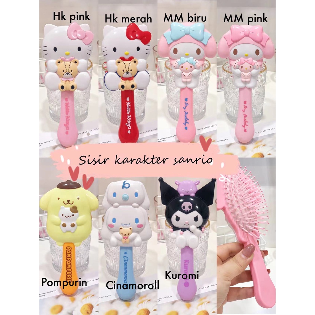 Sisir rambut karakter Hello kitty melody pompurin cinamoroll kuromi comb