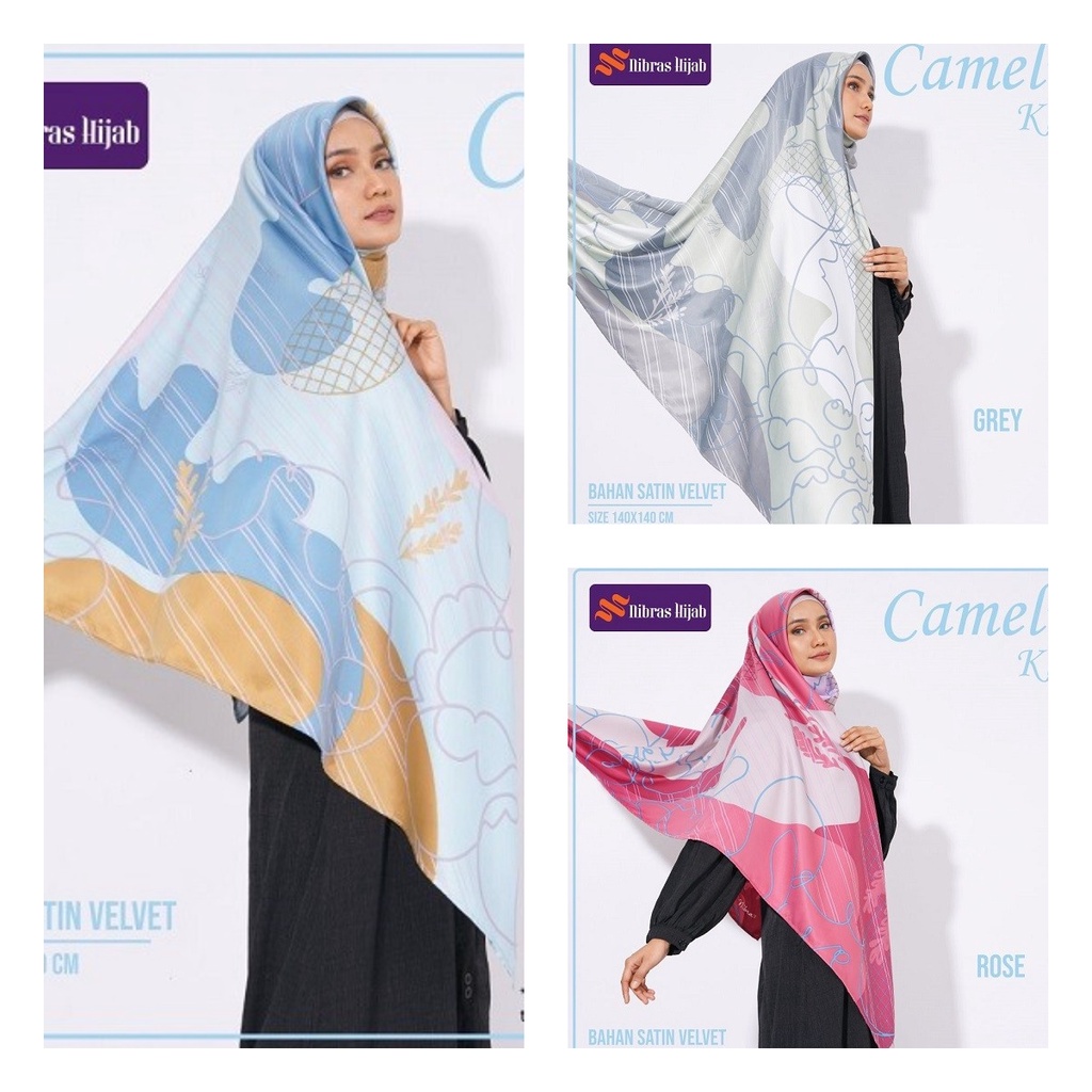 SEGIEMPAT CAMELIA KLIM ORIGINAL BY NIBRAS HIJAB FASHION MUSLIM WANITA DEWASA KERUDUNG JILBAB SEGI EM