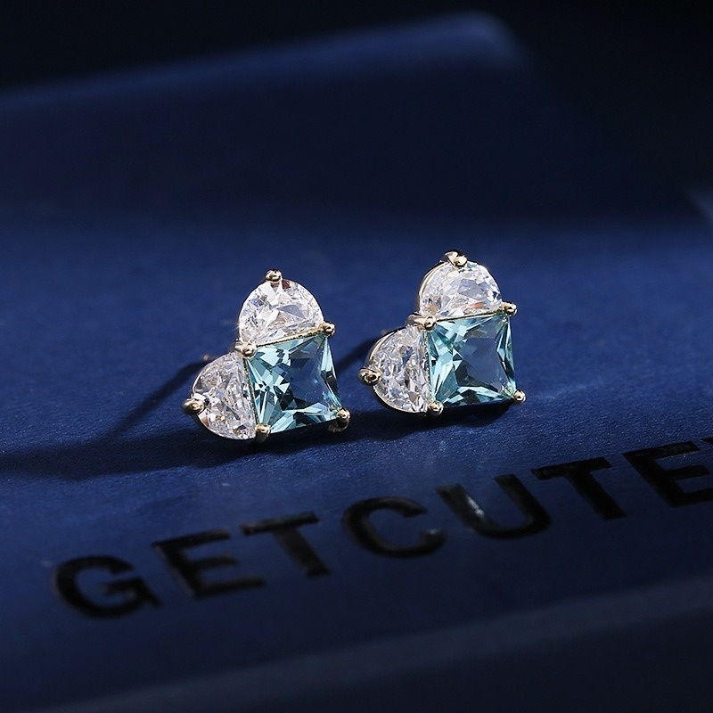 Anting Stud 925 Silver Bentuk Hati Gaya Korea Untuk Wanita