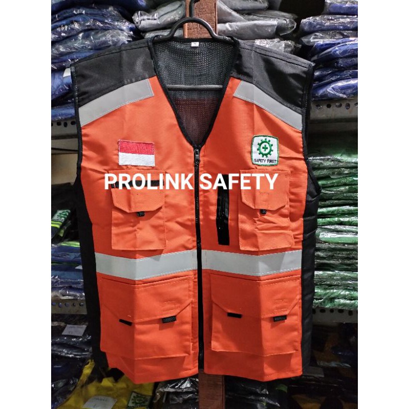 ROMPI SAFETY FULL TASLAN PAKAI FURING DALAM ROMPINYA ORANYE HITAM REAL PICTURE FREE LOGO