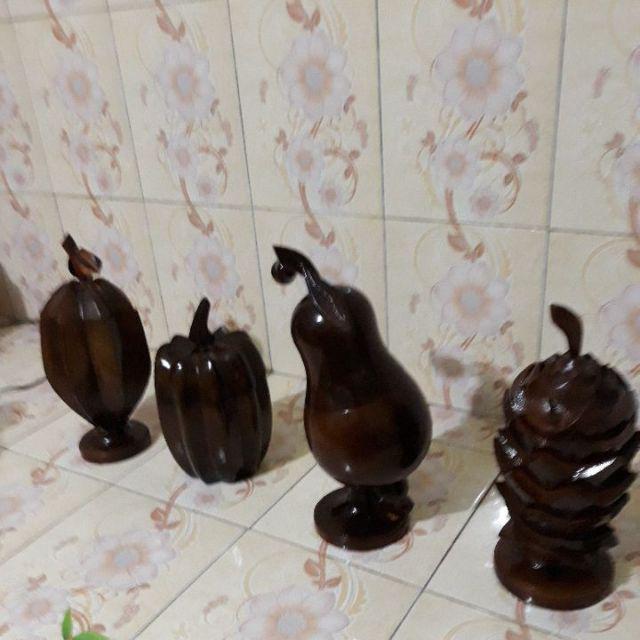Toples Buah Kayu Jati Ukir
