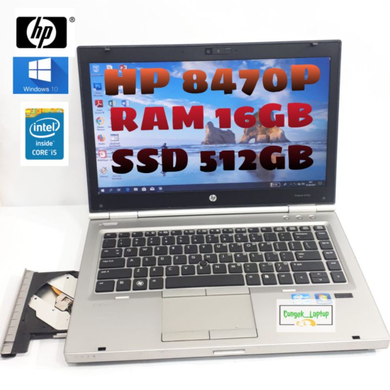 LAPTOP HP ELITEBOOK 8470p CORE i5 -3210M |RAM 16GB |SSD 512GB |GARANSI