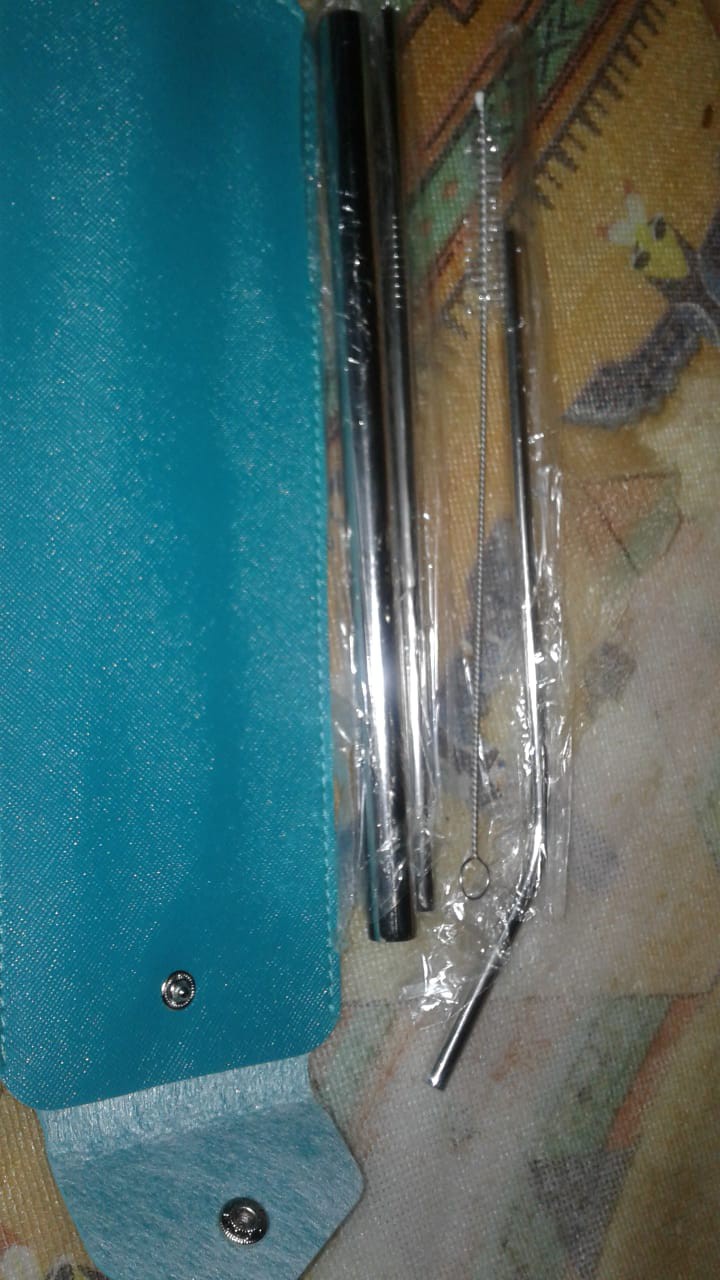 Sedotan Stainless Besi Paket Komplit Sikat Pouch Leather