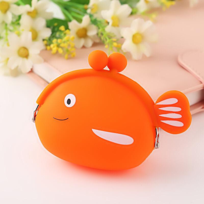 INDOMINI D029 Dompet Koin karakter motif ikan Lucu Jelly Silicone wallet Coin Silikon Pouch Anti Air