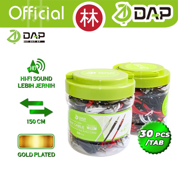 DAP D-AU02 Kabel Audio AUX 3.5mm 120cm 1 TOPLES 30 Pcs isi 3 Warna