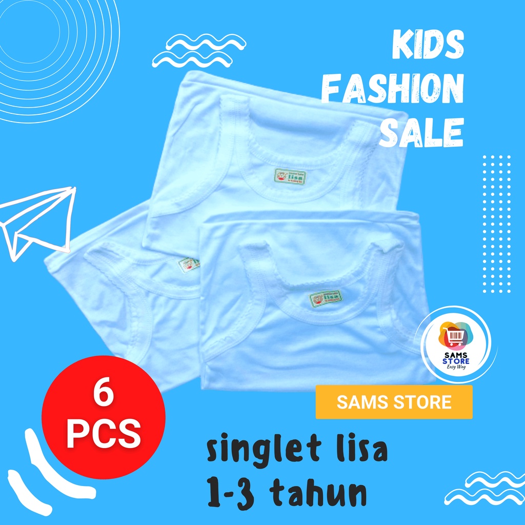 Kaos Dalam Anak Lisa Isi 6 Pcs Grosir Untuk Anak Usia 1-3 Tahun Grosir Singlet Unisex Pakaian Dalam 