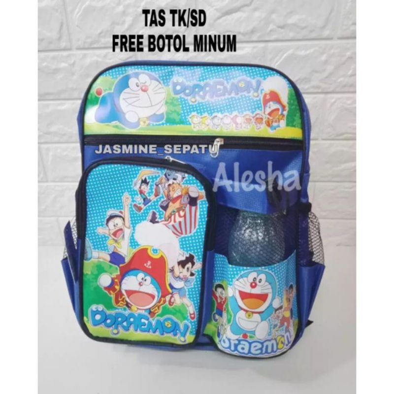 TAS RANSEL ANAK LAKI LAKI DAN PEREMPUAN KARAKTER DORAEMON /SAYLORMOON/ GRATIS BOTOL