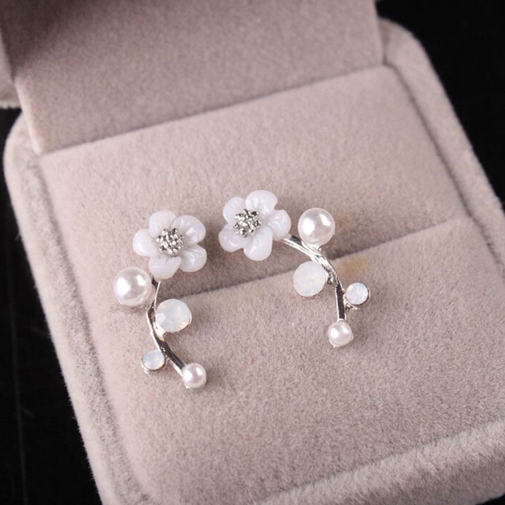 Hu Hu Hu Hu Hu Alat Bantu Pasang Kacamata♡ Anting Tusuk Gantung Desain Bunga Hias Mutiara Imitasi Gaya Elegan Untuk Wanita