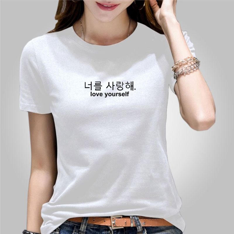 atasan wanita LOVE YOURSELF baju oblong wanita kaos wanita kaos terbaru kaos murah kaos jumbo kaos hitam kaos putih atasan korea baju motif tulisan korea kaos gambar kaos xxl xxxl oversize  kaos katun baju katun