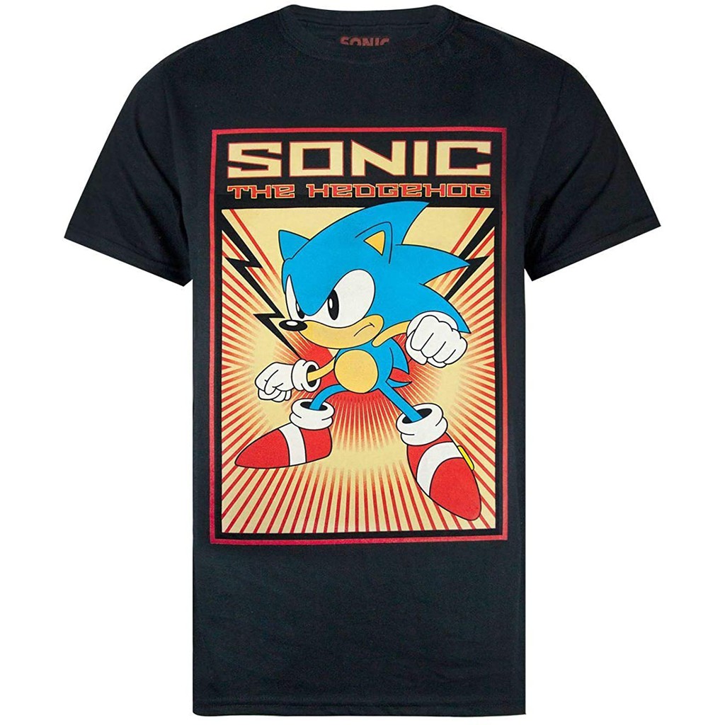 Kaos T Shirt Model Gambar Kartun Sonic The Hedgehog Propaganda Warna Hitam Shopee Indonesia