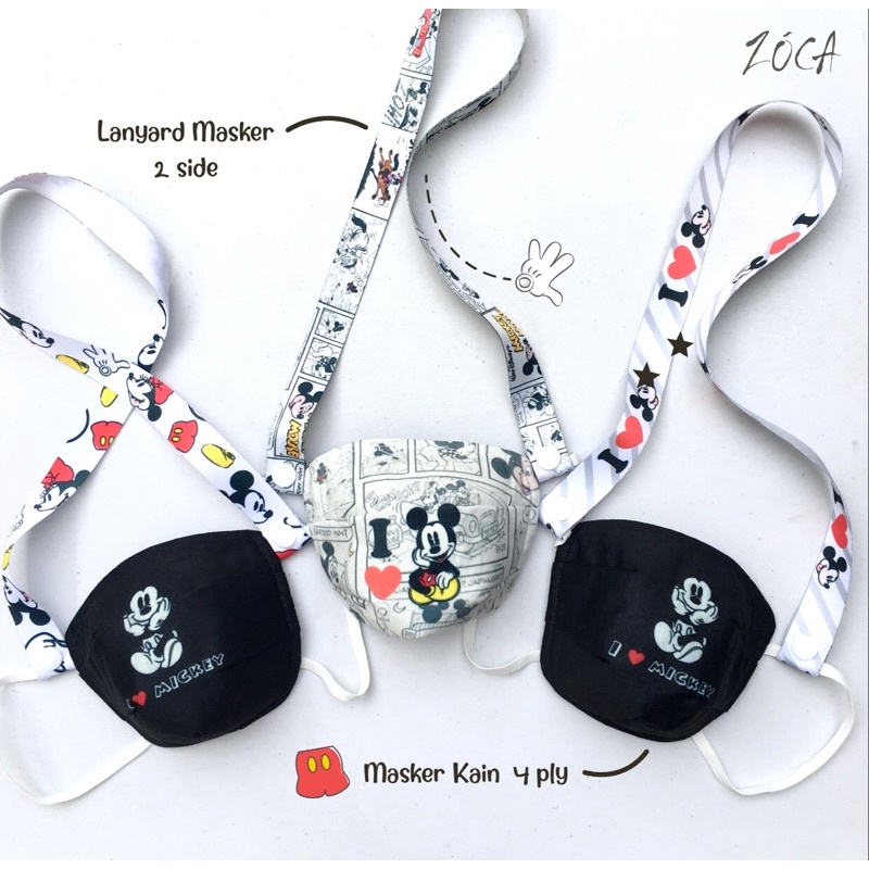 PAKET MASKER + LANYARD 1 SET seri D (size anak &amp; dewasa )