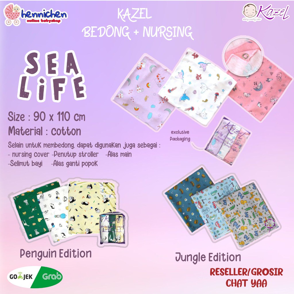 1 Pcs  / 3  PCS KAZEL BEDONG ( SWADDLE  ) + NURSING COVER  Bahan Lembut  110 x 90 cm