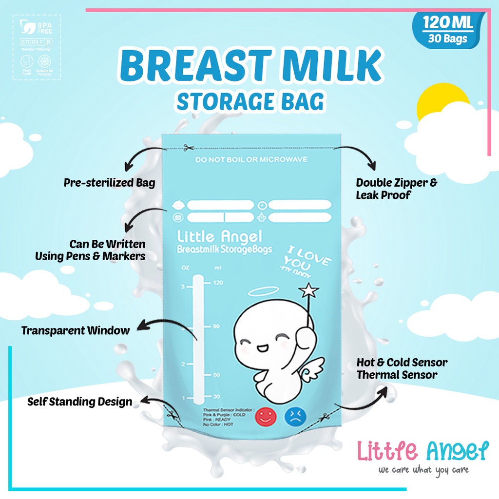 KANTONG ASI SUSU BAYI 200ml BABY BREAST MILK Storage Bag Sensor Thermal ASIP 30pcs