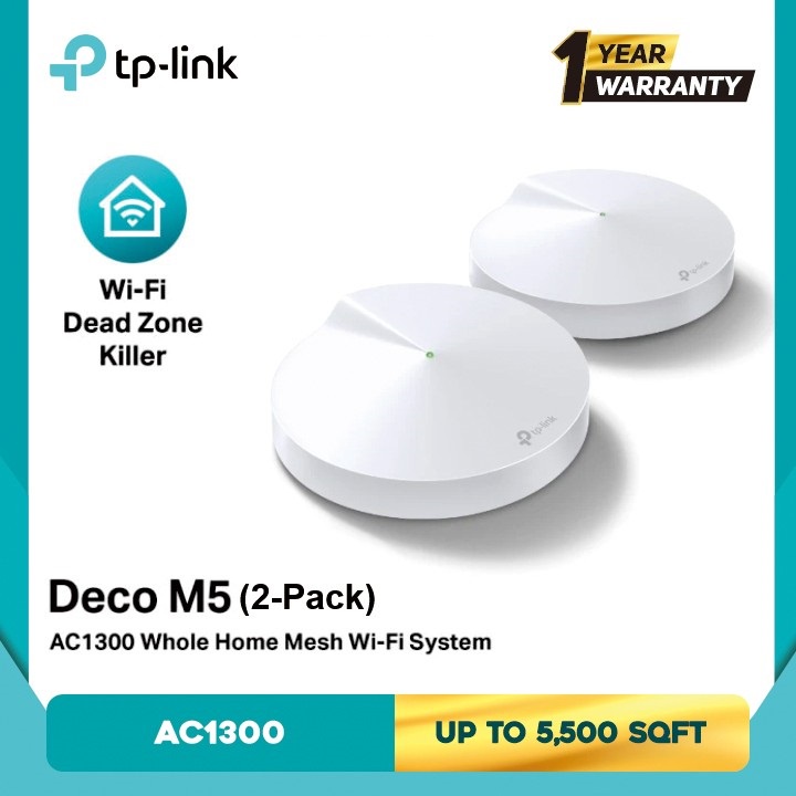 TP-LINK Deco M5 AC1300 2Pack - Whole Home Mesh Wi-Fi System isi 2pcs