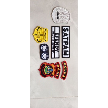 BORDIR SATPAM SATU SET TIMBUL NAMA TIMBUL KEWENANGAN TIMBUL GADA TIMBUL POLDA TIMBUL