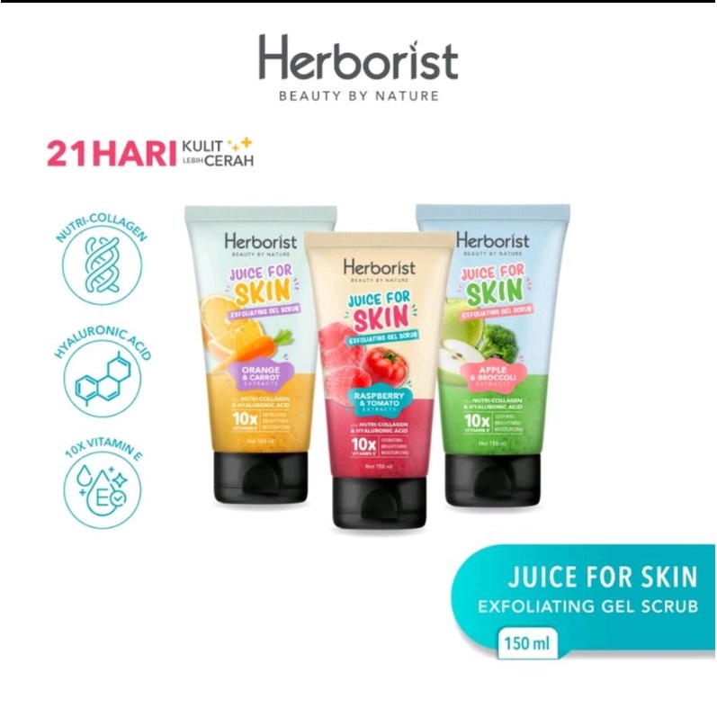 Herborist Body Serum 180gr | Orange Carrot | Apple Broccoli | Raspberry Tomato | Herborist Face Scrub 60gr | Herborist Exfoliating Gel 150gr