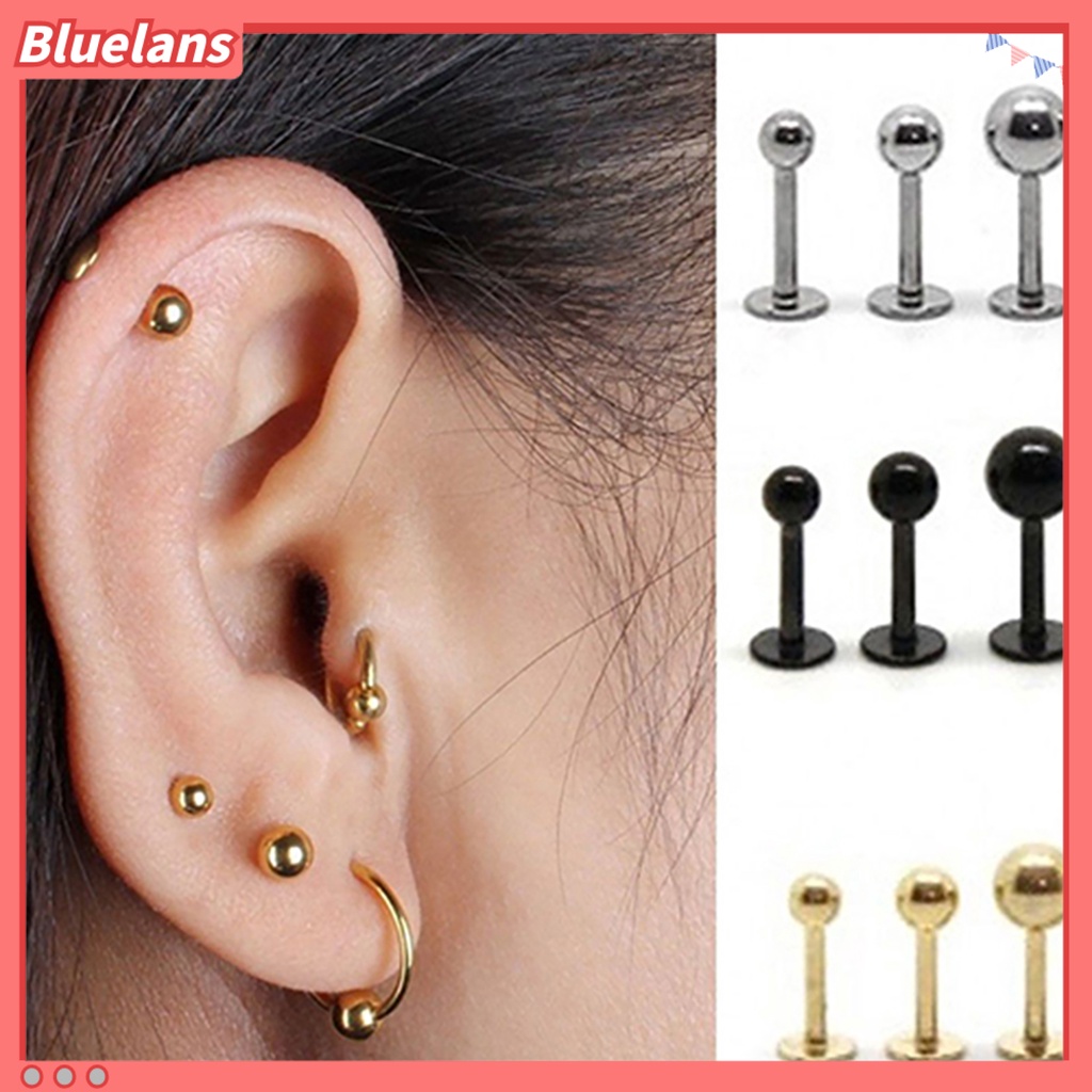 Bluelans Ear Studs Simple Easy Matching Titanium Steel Barbell Shape Helix Tragus Women Earrings