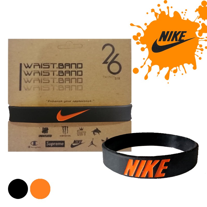 NICE S GIFT RUBBER BRACELET TREN IMPORT BLACK ORANGE