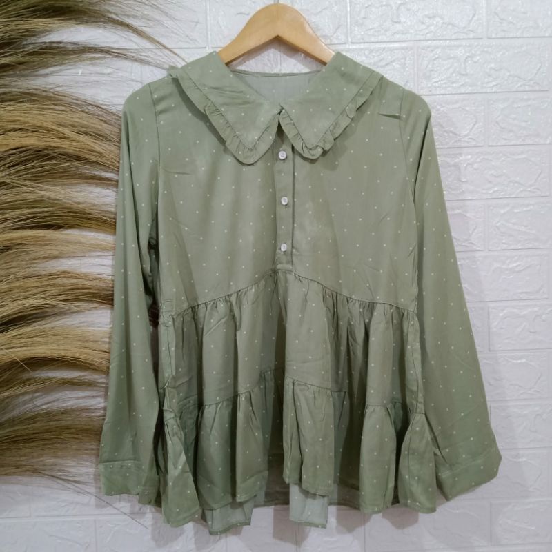 ATASAN MIZZLE POLKADOT WARNA GREENTEA (FB-32)