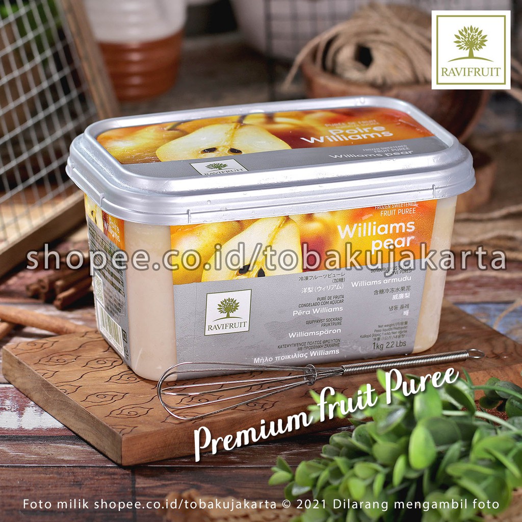 

RaviFruit PUREE Buah Pear Poire 1kg Ravi Fruit Frozen Williams Pear