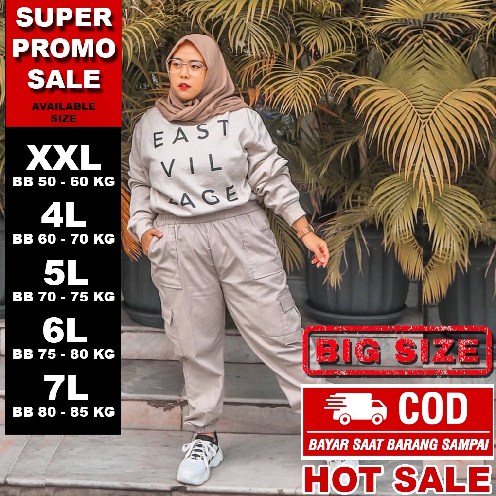 Celana Cargo Jogger Jumbo BB 55 - 95 KG Celana Joger Cargo Wanita Jumbo Celana Kargo Wanita Big Size