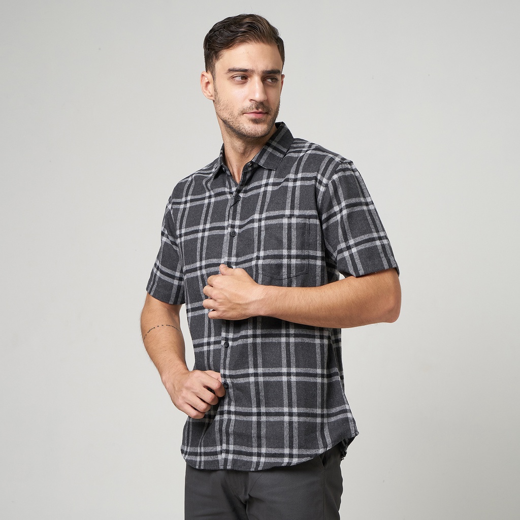 RGB Clothing Company Kemeja Pria Flannel Lengan Pendek Abu Tua RHMP1107219