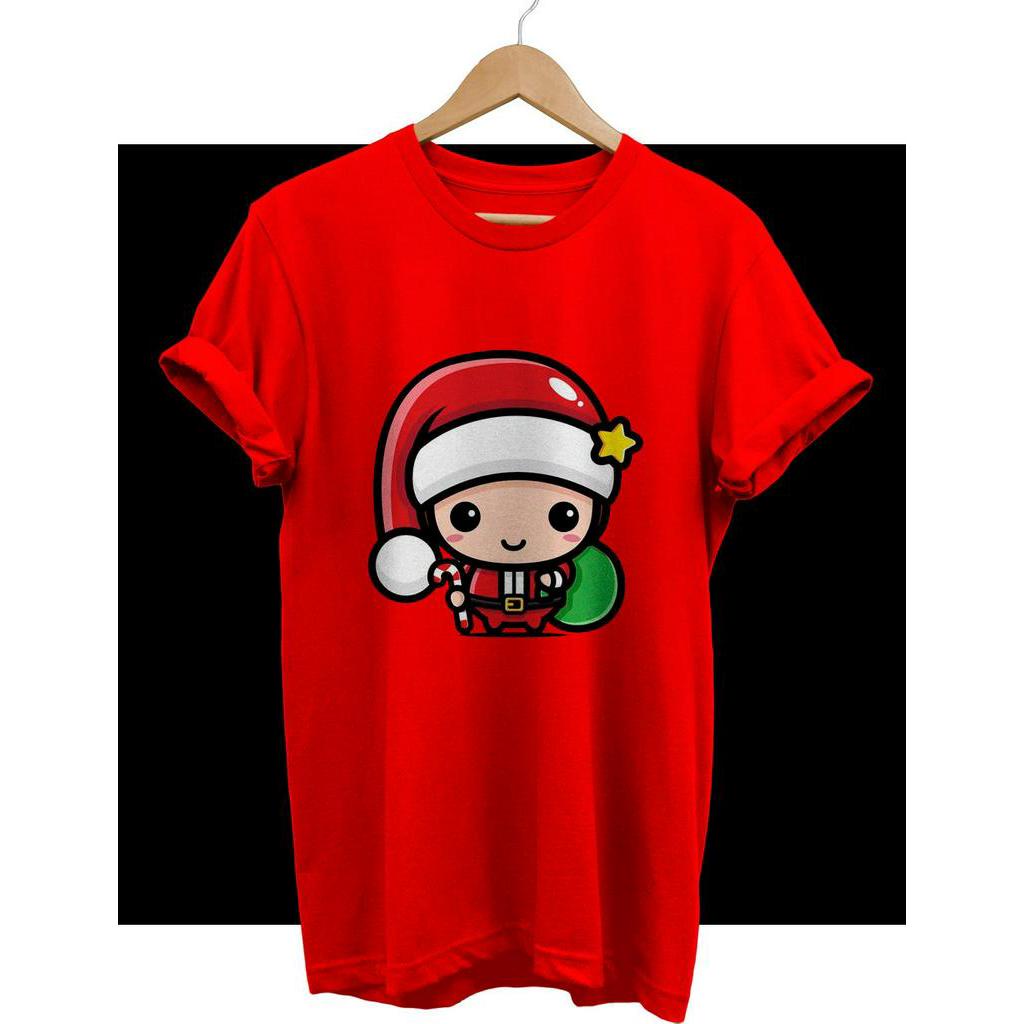 KAOS NATAL CHRISTMAS CHIBI SANTA merry Christmas COMBED 30S