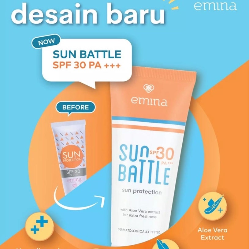 Jual Emina Sun Protection SPF 30 KEMASAN BARU Emina Sun Battle SPF30