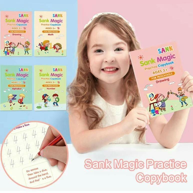 

PALING DICARI Isi 4 buku + 1 pulpen + 5 refill - 4 Book/Set Calligraphy Copybook Sank Magic Practice Kid'sEarly Learning Writing Lettering Practice Book ✧ 857