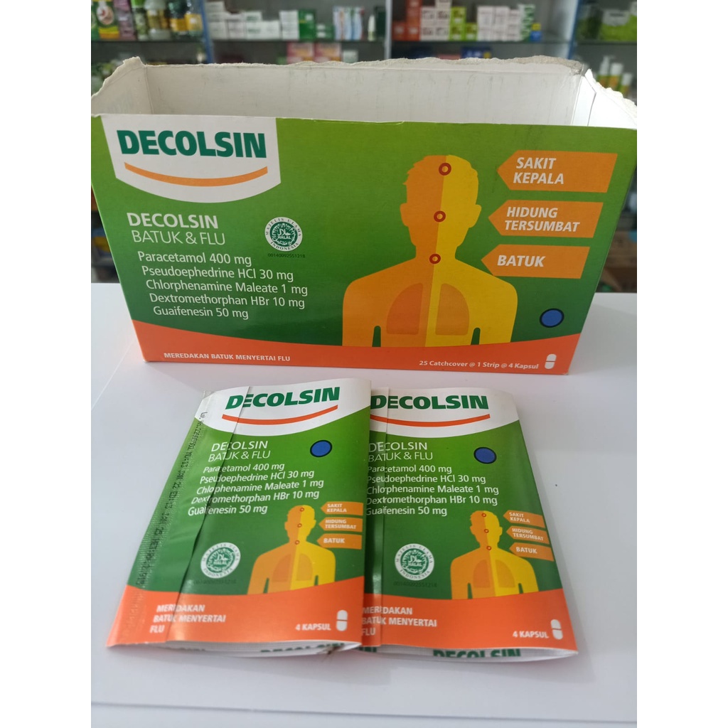 Decolsin Kaplet 1 Strip isi 4 Demam Batuk Pilek